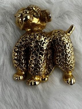 Vintage Gold Tone over Sterling Poodle Pin Brooch